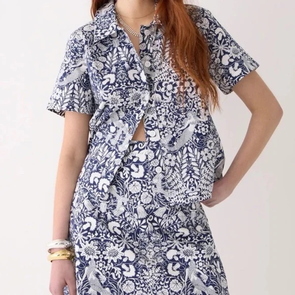 Navy and White mermaid moon flower skirt